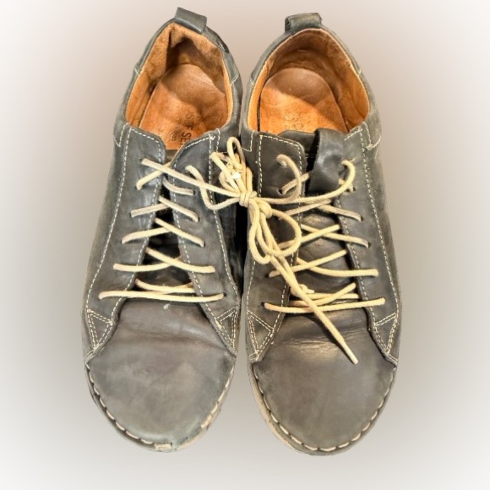 Josef Seibel Leather Lace Up Comfort Shoes Gray EU 40 Distressed Casual